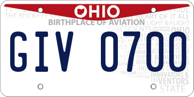 OH license plate GIV0700