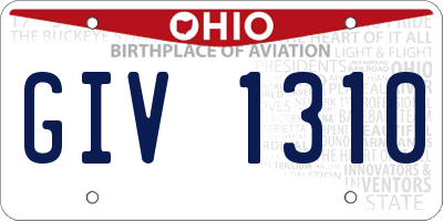 OH license plate GIV1310