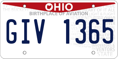 OH license plate GIV1365