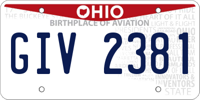 OH license plate GIV2381