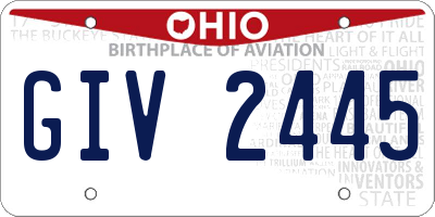 OH license plate GIV2445