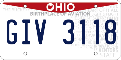 OH license plate GIV3118