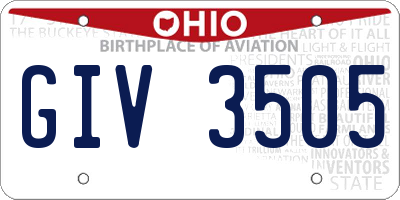 OH license plate GIV3505