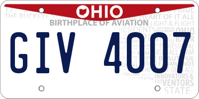 OH license plate GIV4007