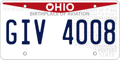 OH license plate GIV4008
