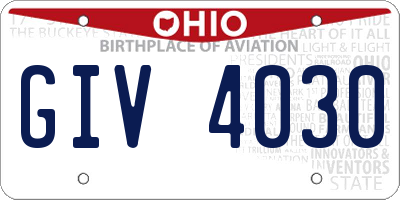 OH license plate GIV4030
