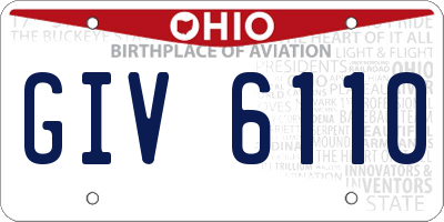 OH license plate GIV6110