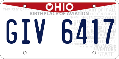 OH license plate GIV6417