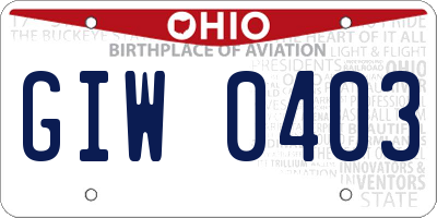 OH license plate GIW0403