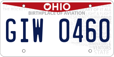 OH license plate GIW0460