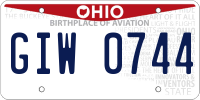 OH license plate GIW0744