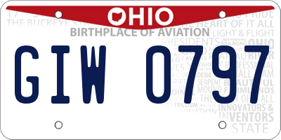OH license plate GIW0797