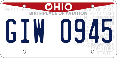 OH license plate GIW0945