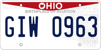 OH license plate GIW0963