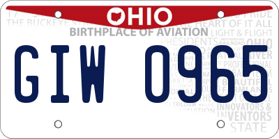OH license plate GIW0965