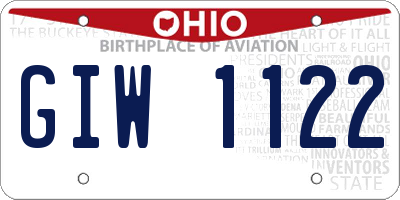 OH license plate GIW1122