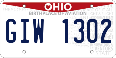 OH license plate GIW1302