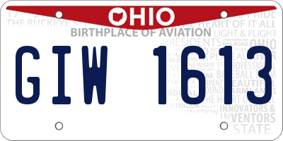 OH license plate GIW1613