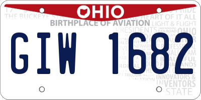 OH license plate GIW1682