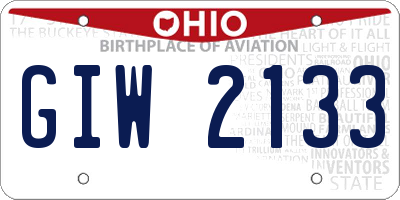 OH license plate GIW2133