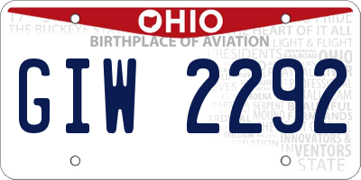 OH license plate GIW2292