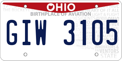 OH license plate GIW3105