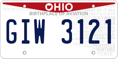 OH license plate GIW3121