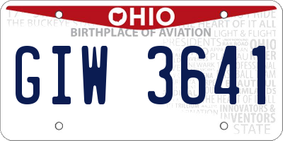 OH license plate GIW3641