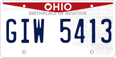 OH license plate GIW5413