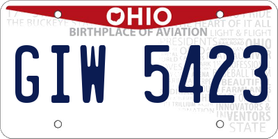 OH license plate GIW5423