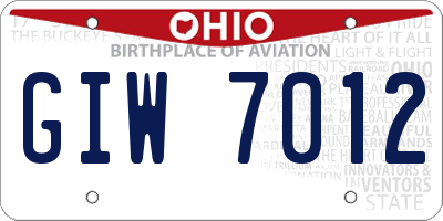 OH license plate GIW7012