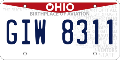 OH license plate GIW8311