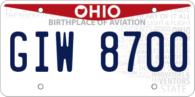 OH license plate GIW8700