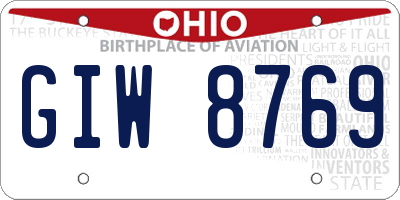 OH license plate GIW8769