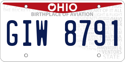 OH license plate GIW8791