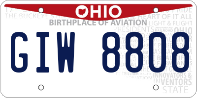 OH license plate GIW8808