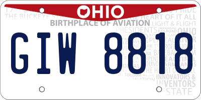 OH license plate GIW8818