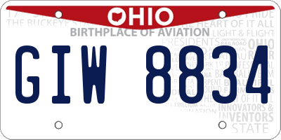 OH license plate GIW8834