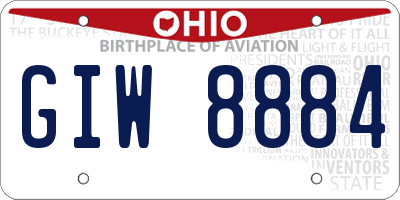OH license plate GIW8884