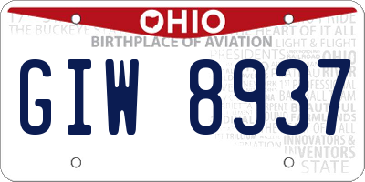 OH license plate GIW8937