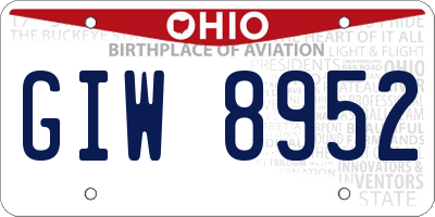 OH license plate GIW8952
