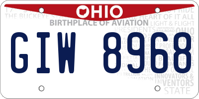OH license plate GIW8968