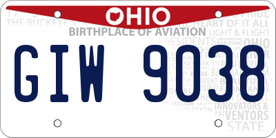 OH license plate GIW9038
