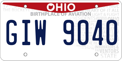 OH license plate GIW9040