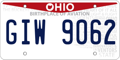OH license plate GIW9062