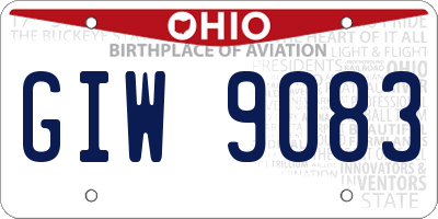 OH license plate GIW9083