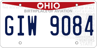 OH license plate GIW9084