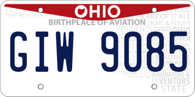 OH license plate GIW9085