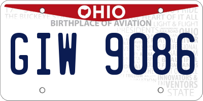OH license plate GIW9086