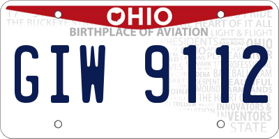 OH license plate GIW9112